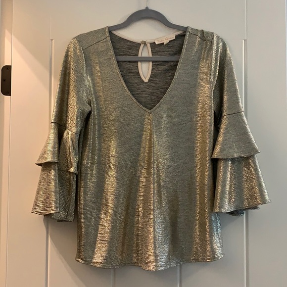 Creative Commune, purchased at Versona, gold metallic w/ruffle sleeves - Picture 1 of 3